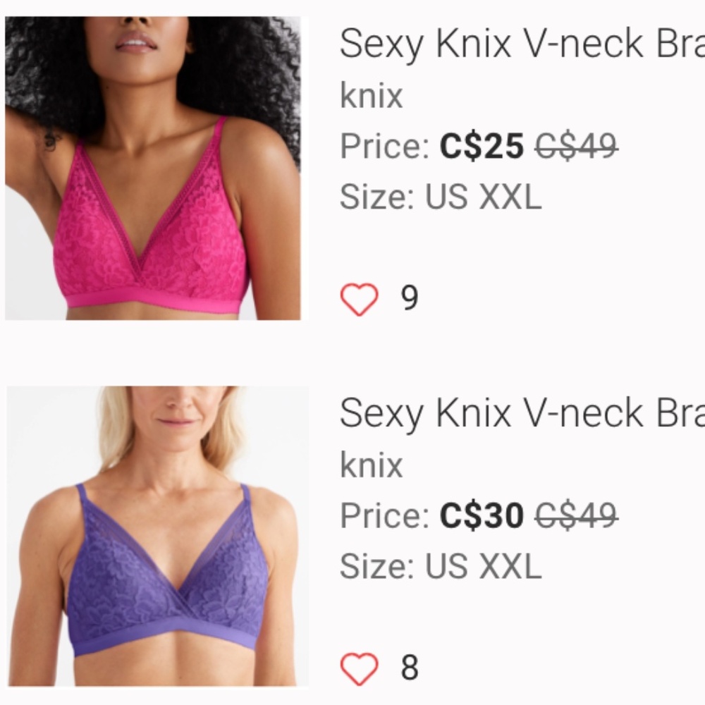 Sexy Knix V Neck bralette x 2